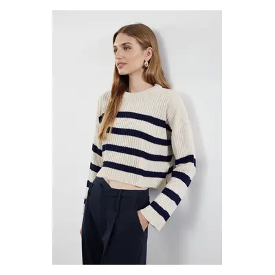 Trendyol Stone Crop Striped Knitwear Sweater