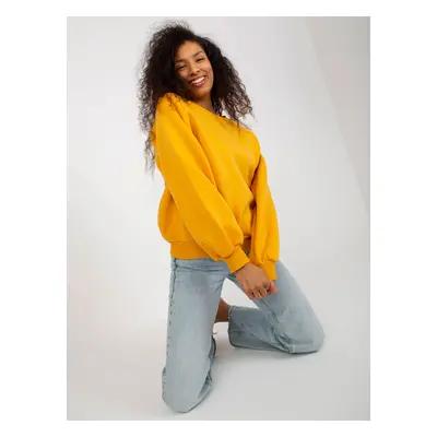 Dark yellow basic sweatshirt with wide sleeves