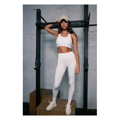 Trendyol Creamy White Wide Waist Elastic Extra Compression Full Length Knitted Sports Leggings