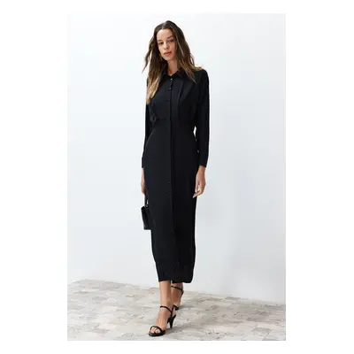 Trendyol Black Waist Detailed Woven Shirt Dress