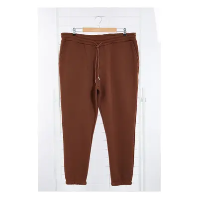 Trendyol Brown Plus Size Regular/Normal Cut Elastic Leg Fleece Sweatpants