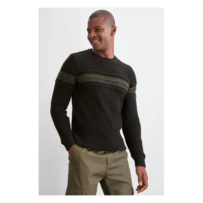 Trendyol Black Men's Long Sleeve Crew Neck Ribbed Sweater