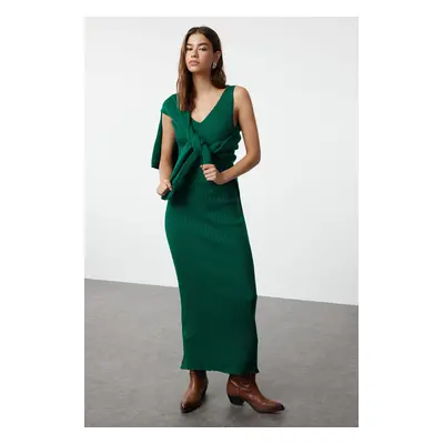 Trendyol Green Midi Knitted Sweater-Dress Set