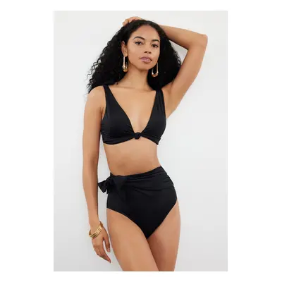 Trendyol Black Belted Tie-Up High Waist Hipster Bikini Bottom