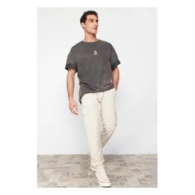 Trendyol Stone Regular Cut Sweatpants with Cargo Pockets and Elastic Legs