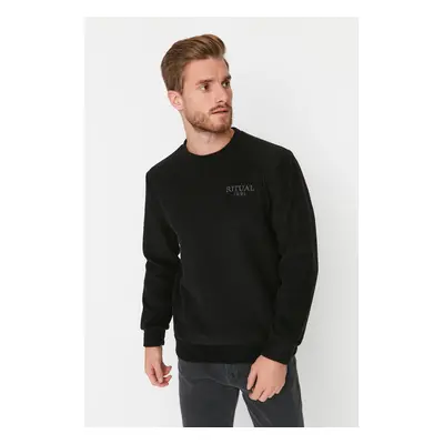 Trendyol Black Regular/Normal Cut Warm Polar Fleece Text Printed