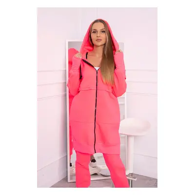 Insulated set with a long sweatshirt pink neon