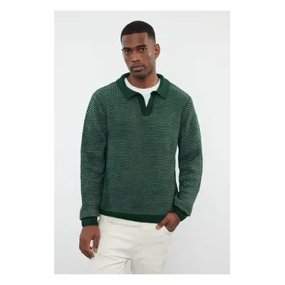 Trendyol Green Casual Regular Polo Neck Textured Knitwear Sweater