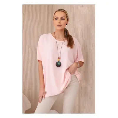 Oversized blouse with pendant powder pink