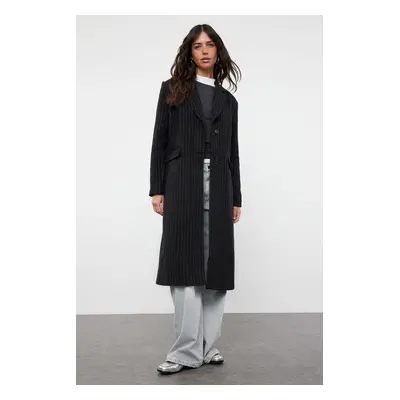 Trendyol Black Regular Striped Long Coat