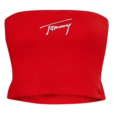 Tommy Jeans Top - TJW CROP SIGNATURE TUBE TOP red