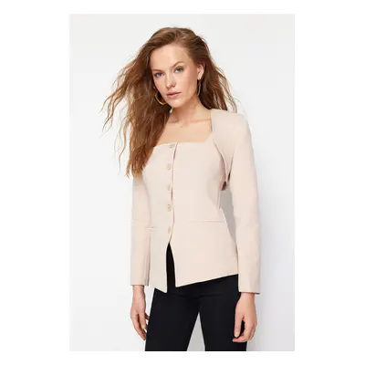 Trendyol Beige Bolero Detailed Woven Blazer Jacket