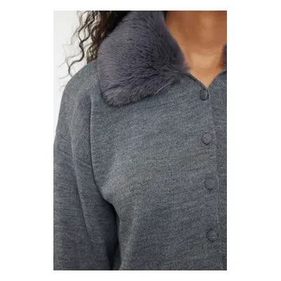 Trendyol Anthracite Für Detailed Knitwear Cardigan