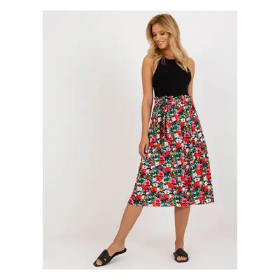 Red-and-black flowing skirt with flowers from RUE PARIS