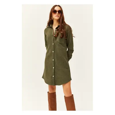 Olalook Women's Khaki Stash Shirt Dress