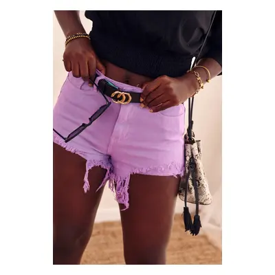 Purple short denim shorts