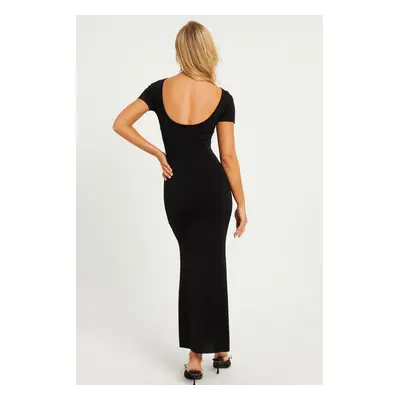 Cool & Sexy Women&#39;s Black Open Back Maxi Dress