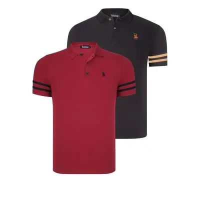 DOUBLE SET T8585 DEWBERRY MEN'S T-SHIRT-BLACK CAMEL-BURGUNDY