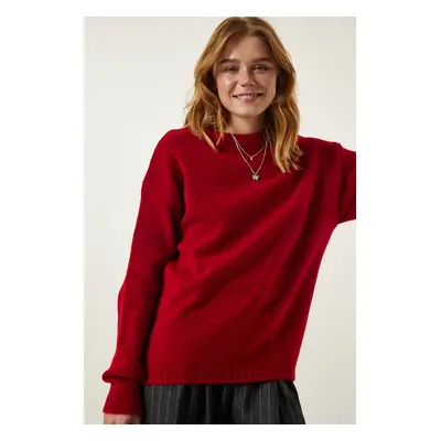 Happiness İstanbul Women's Red Crew Neck Basic Knitwear Sweater