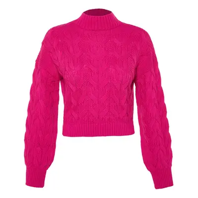 Trendyol Fuchsia Crop High Neck Knitwear Sweater