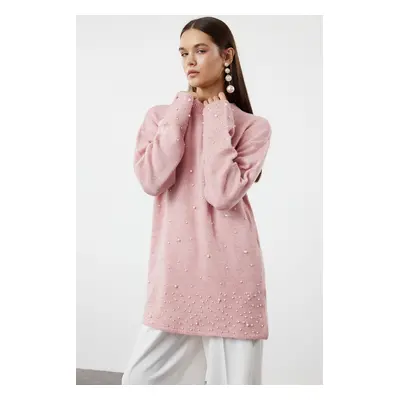 Trendyol Dusty Rose Pearl Detailed Knitwear Sweater