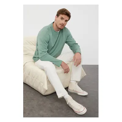 Trendyol Mint Oversize/Wide Cut Stitch Detail Textured T-Shirt