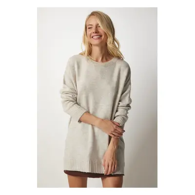 Happiness İstanbul Women's Stone Oversize Knitwear Sweater