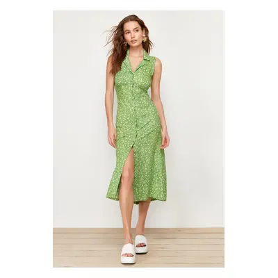 Trendyol Green Floral Viscose Midi Woven Dress