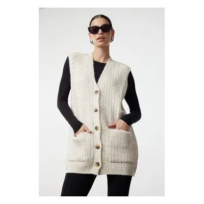 Trendyol Stone Braided Knitwear Vest/Sweater