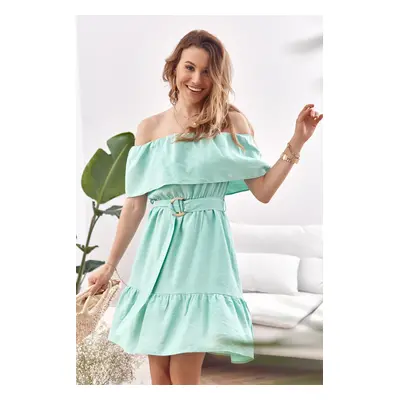 Mint dress with Spanish neckline