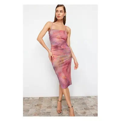 Trendyol Multicolored Abstract Patterned Knitted Elegant Evening Dress