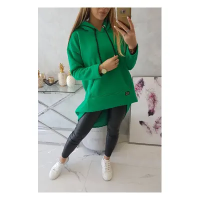 Reinforced sweatshirt with long back and green hood