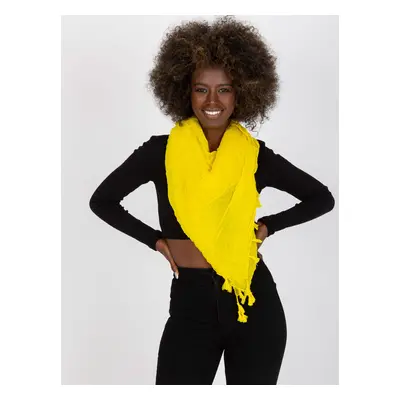 Yellow crumpled scarf with fringe