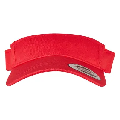 Curved red visor cap