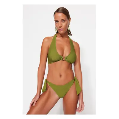 Trendyol Khaki Tie-Up texturált normál lábú bikini alsó