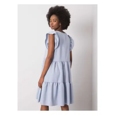 RUE PARIS Blue dress with ruffles