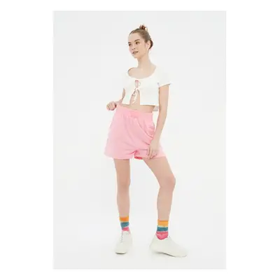 Trendyol Pink High Waist Knitted Shorts