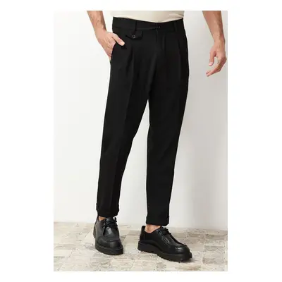 Trendyol Black Italian Cut Pleated Fabric Trousers