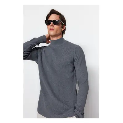 Trendyol Dark Unisex Fitted Slim Fit Half Turtleneck Ribbed Knitwear Sweater