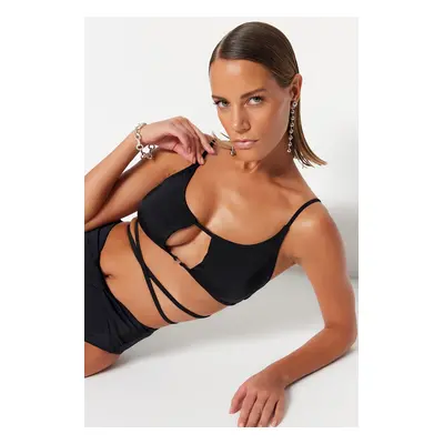 Trendyol Black Bralet Cut Out/Windowed Bikini Top