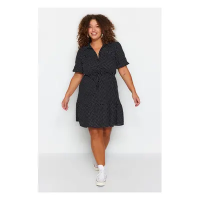 Trendyol Curve Black Polka dots Woven Shirt Dress