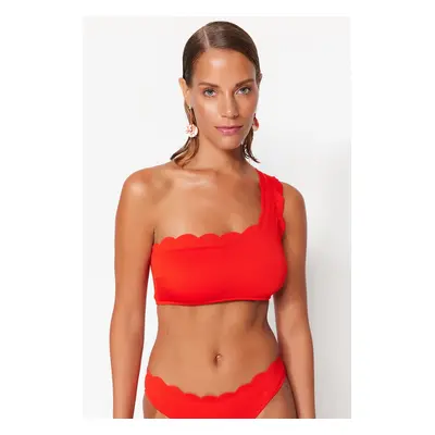 Trendyol Red One Shoulder lézervágott texturált bikini felső