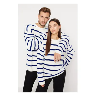 Trendyol Saks Oversize Crew Neck Striped Knitwear Sweater