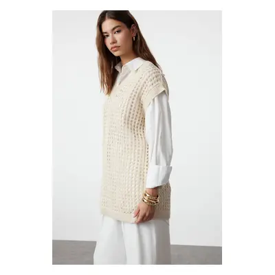 Trendyol Beige Openwork/Hole Knitwear Sweater