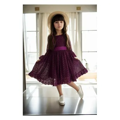 N8712 Dewberry Princess Model Girls Dress with Hat & Lace-MOR