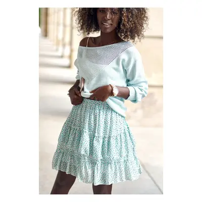 Delicate miniskirt with mint ruffles