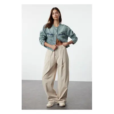 Trendyol Stone Waist Detailed High Waist Wide Leg Jeans