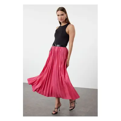 Trendyol Fuchsia Flared Maxi Pleated Knitted Skirt