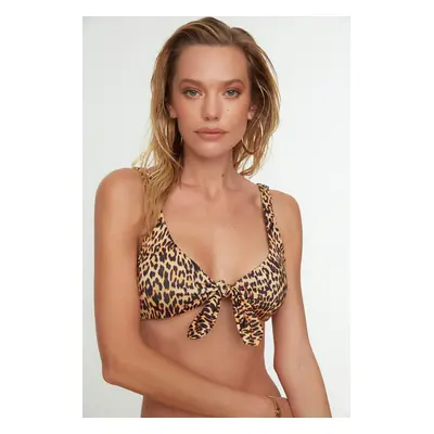 Trendyol Brown Leopard Print Bikini Top