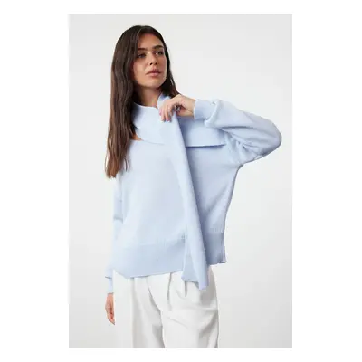 Trendyol Blue Scarf Knitwear Sweater